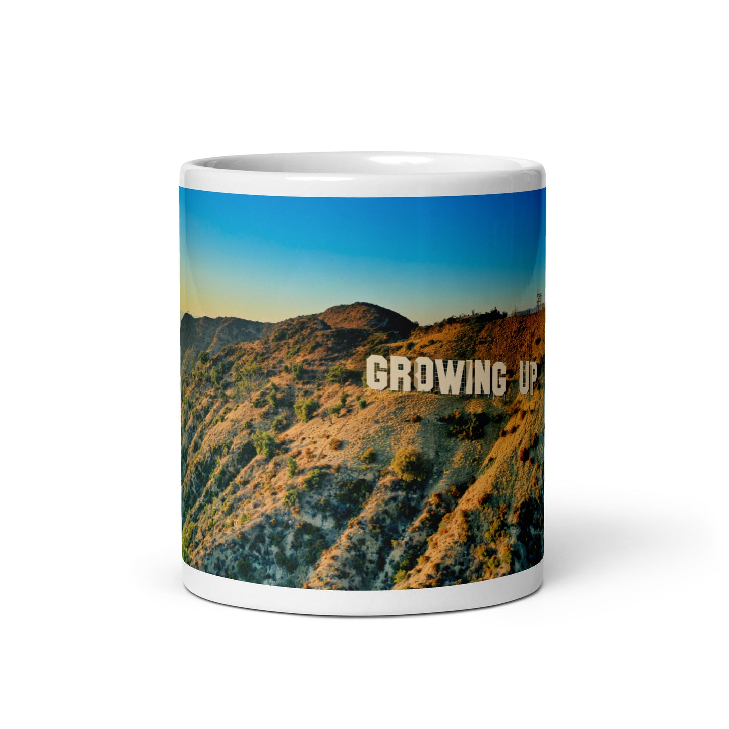 Growing Up - Hollywood Sign - White Glossy Mug